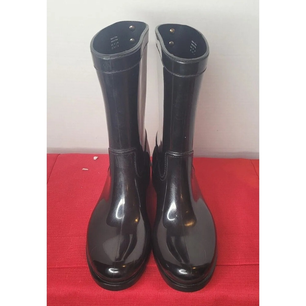ALDO Women's Size 6-7 Black‎ Rubber Rain Boots Heel Water Repellent
